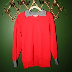 Red Wool Cathy Daniels Collar Sweater